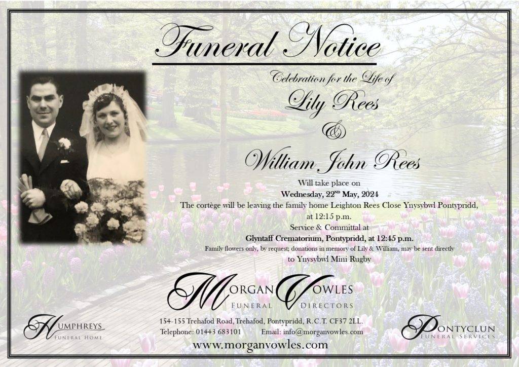 Funeral Notice Lily William Rees