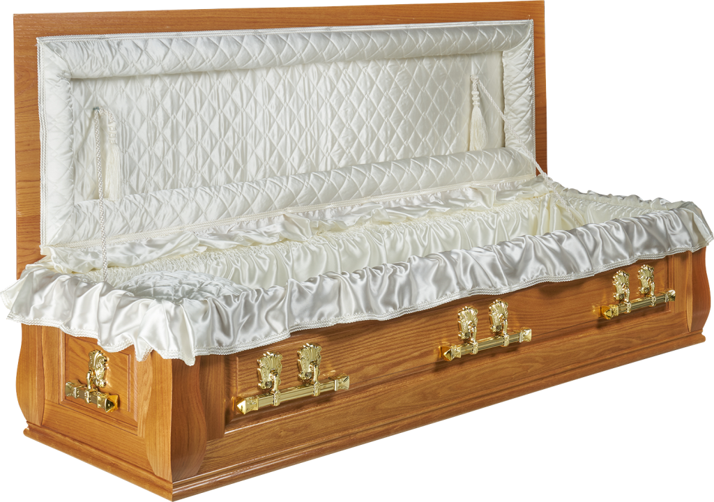 25a Aston Solid Oak Casket (open) With Fielded Panel Sides