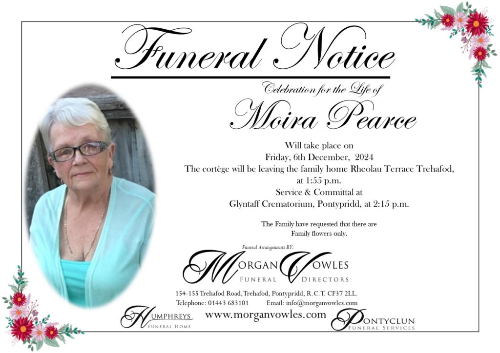 Funeral Notice Moira Pearce