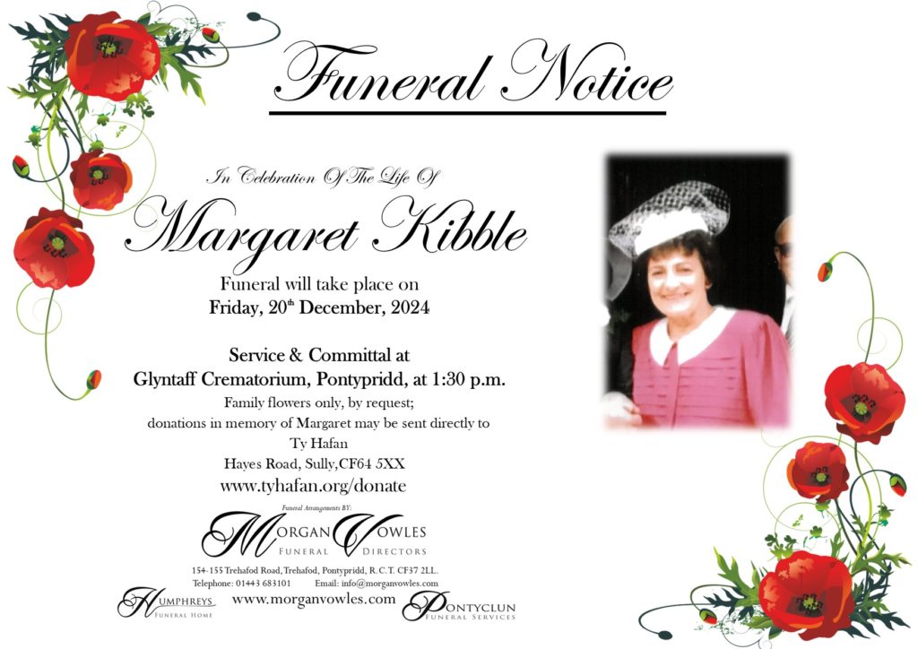 Funeral Notice Margaret Kibble